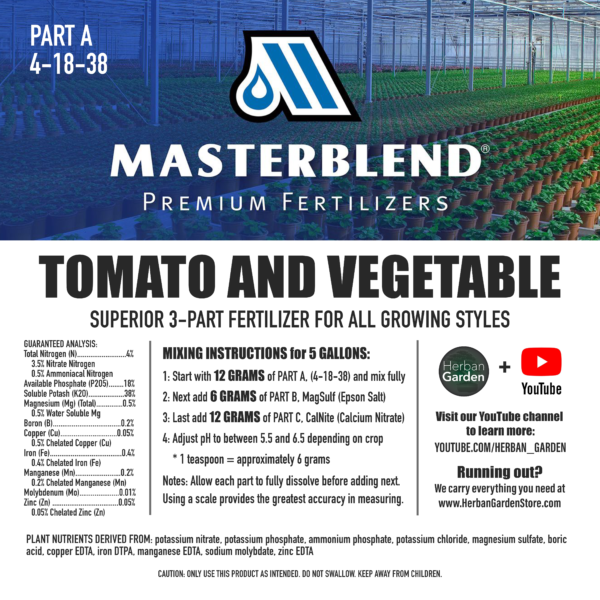 Masterblend fertilizer label tomato vegetable